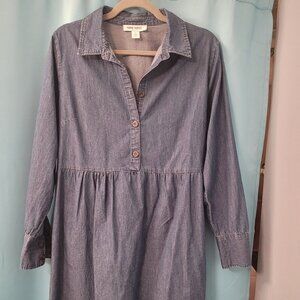 Nine West Jeans Chambray Button Front Shirt Dress – Size L GUC